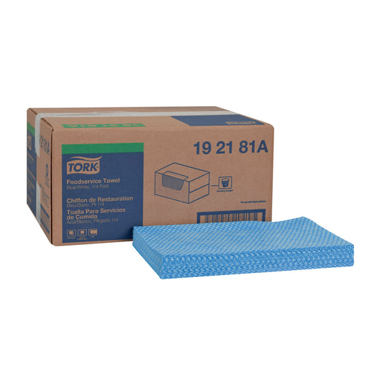 Cleaning Towel, 1/4 Fold, Blue, 1-Ply, 21" x 13", 240/bx, 1 bx/cs (144 cs/plt)