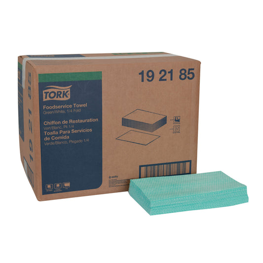 Cleaning Towel, 1/4 Fold, Green/ White, 21" x 11.5", 600 sht/bx, 1 bx/cs (63 cs/plt)