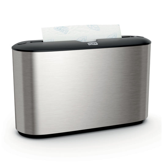Countertop Dispenser, Hand Towel, Multifold, Universal, Metal/ Plastic, Stainless Steel, 7.9" x 12.7" x 4.6" (136 cs/plt)