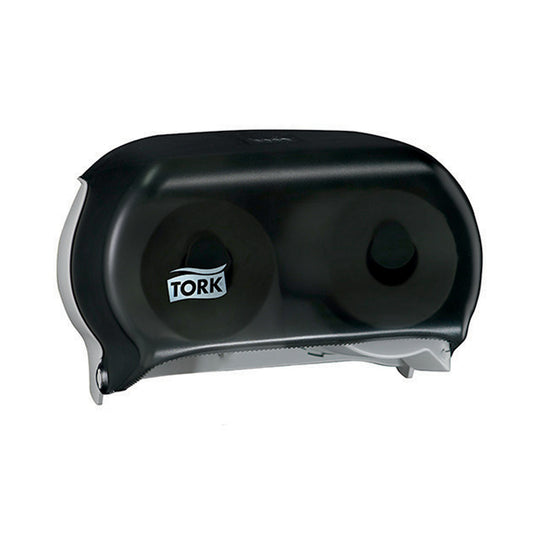 Bath Tissue Roll Dispenser, Twin, Universal, Smoke, T24, Plastic, 8.3" x 12.8" x 5.6" (231 cs/plt)