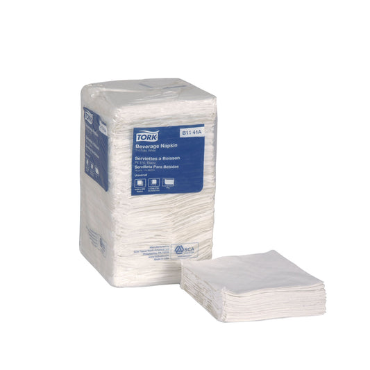 Beverage Napkin, Universal, White, 1-Ply, Embossed, 9.4" x 9.4", 500/pk, 8 pk/cs (110 cs/plt)