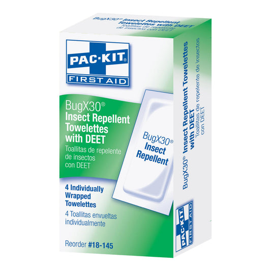BugX30 Insect Repellent Wipes, DEET, 4/bx