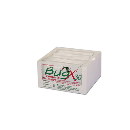 BugX30 Insect Repellent Wipes, DEET, 25/bx