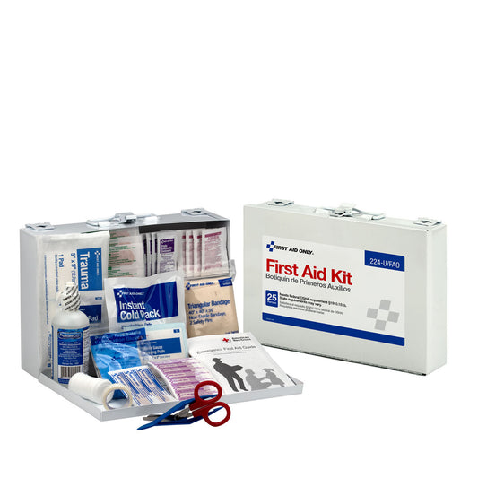 25 Person First Aid Kit, Metal Case, 12/cs