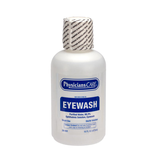 Eyewash Station, Single 16oz Screw Cap Bottle , 6/cs