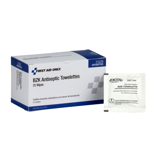 BZK Antiseptic Wipes, 25/bx, 30bx/cs