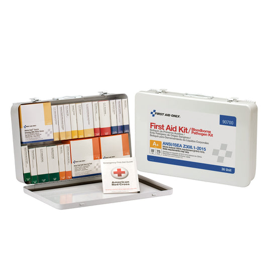 36 Unit First Aid Kit, ANSI A+, w/ BBP, Metal Case