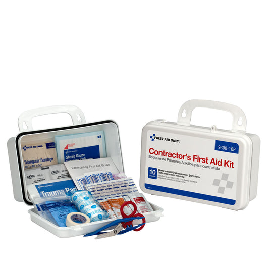 10 Person Contractor First Aid Kit, 95 Piece, Plastic Case