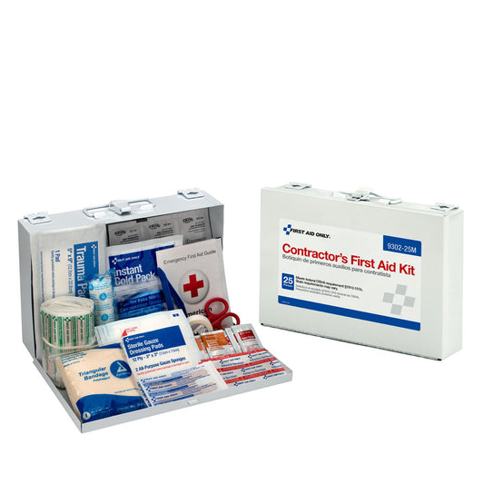 25 Person Contractor First Aid Kit, 178 Piece, Metal Case