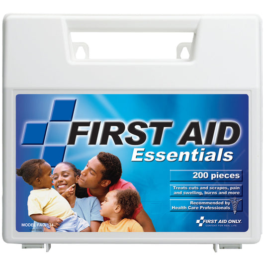 First Aid Kit, 200 Piece, Plastic Case, 12/cs