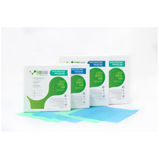 Biodam Latex Dental Dam, 6" x 6", Medium, Green, 36 pieces/bx