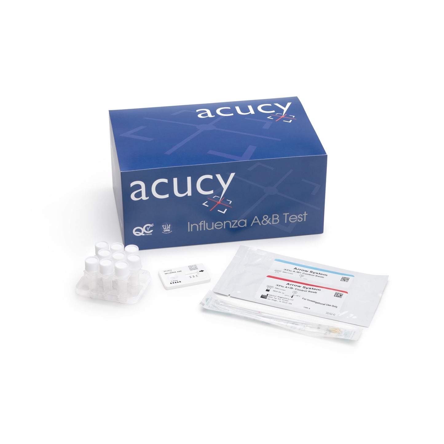 Acucy Influenza Flu A&B Test Kit, 25 tests/pk