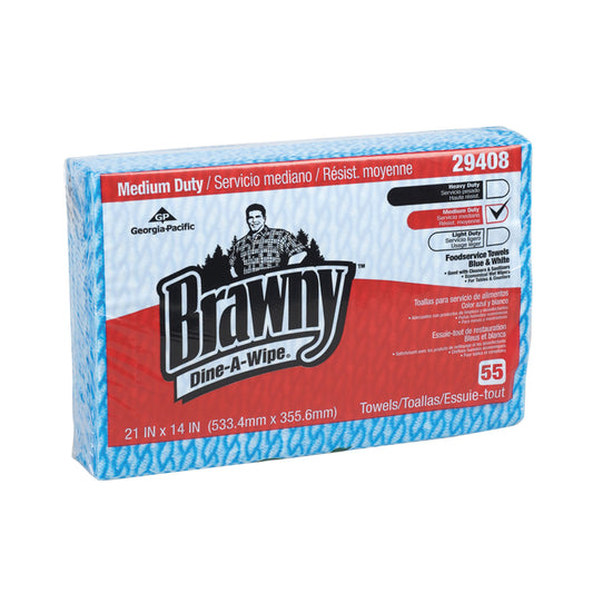 Foodservice Quarterfold Busing Towel , Blue & White, 21" x 14", 55 sht/bx 6 bx/cs (HEF)