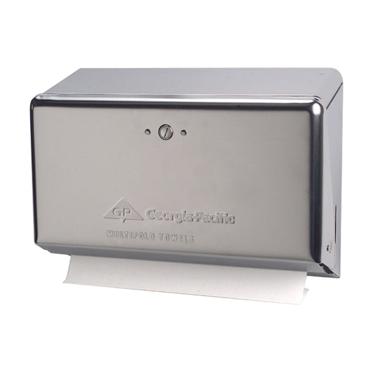 Chrome Multifold Space Saver Towel Dispenser, 4¼"W x 11.63"D x 8½"H, 1/cs <img align="middle" src="/images/MOQ.png" border="0" title="MOQ"> (CS=EA) (Vendor MOQ 10 CS - Must buy in multiples of 10)