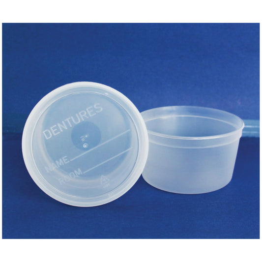Denture Cup, with Lid, Turquoise, 25/slv, 10 slv/cs (24 cs/plt)