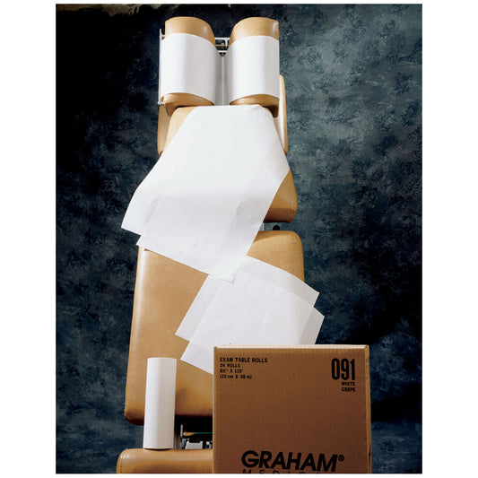 Chiropractic Headrest Roll, 8½" x 225 ft, Economy, White, Smooth, 25/cs (54 cs/plt)