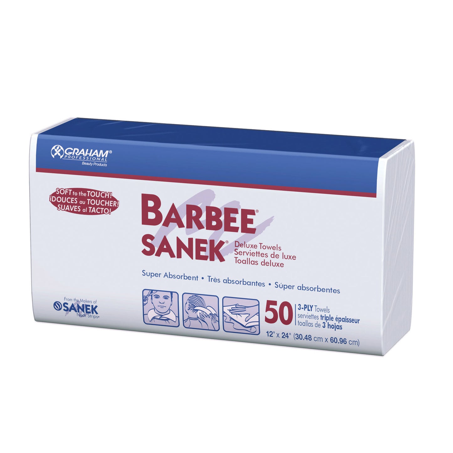 Barbee Sanek® Towel, White, 12" x 24", Deluxe 3-Ply 500/cs