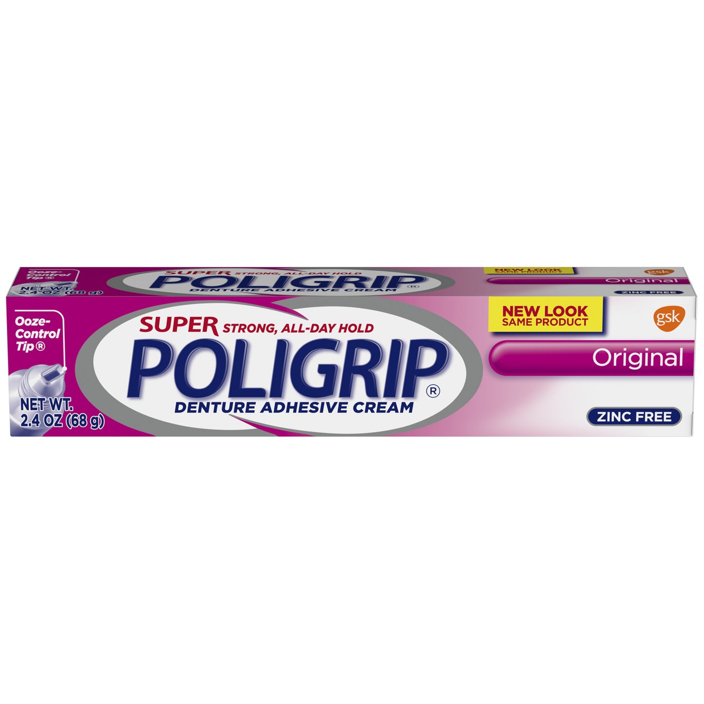 Super Poligrip® Original Denture Adhesive Cream, 2.4 oz. tube, 6/pkg, 4 pkg/cs (24 tubes total)