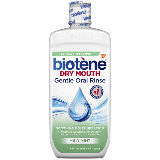 Biotene Dry Mouth Gentle Oral Rinse, Mild Mint, 16 oz. bottle, 4/pkg, 2 pkg/cs (8 bottles total) (Item is Non-Returnable)