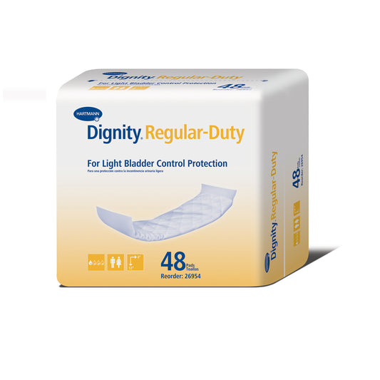Dignity® Regular-Duty Pad, For Light Protection, 4" x 12", White, 48/bg, 8 bg/cs