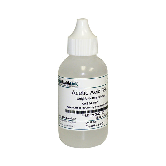 Acetic Acid, 3%, Dropper Bottle, 2 oz (Item is Non-Returnable)