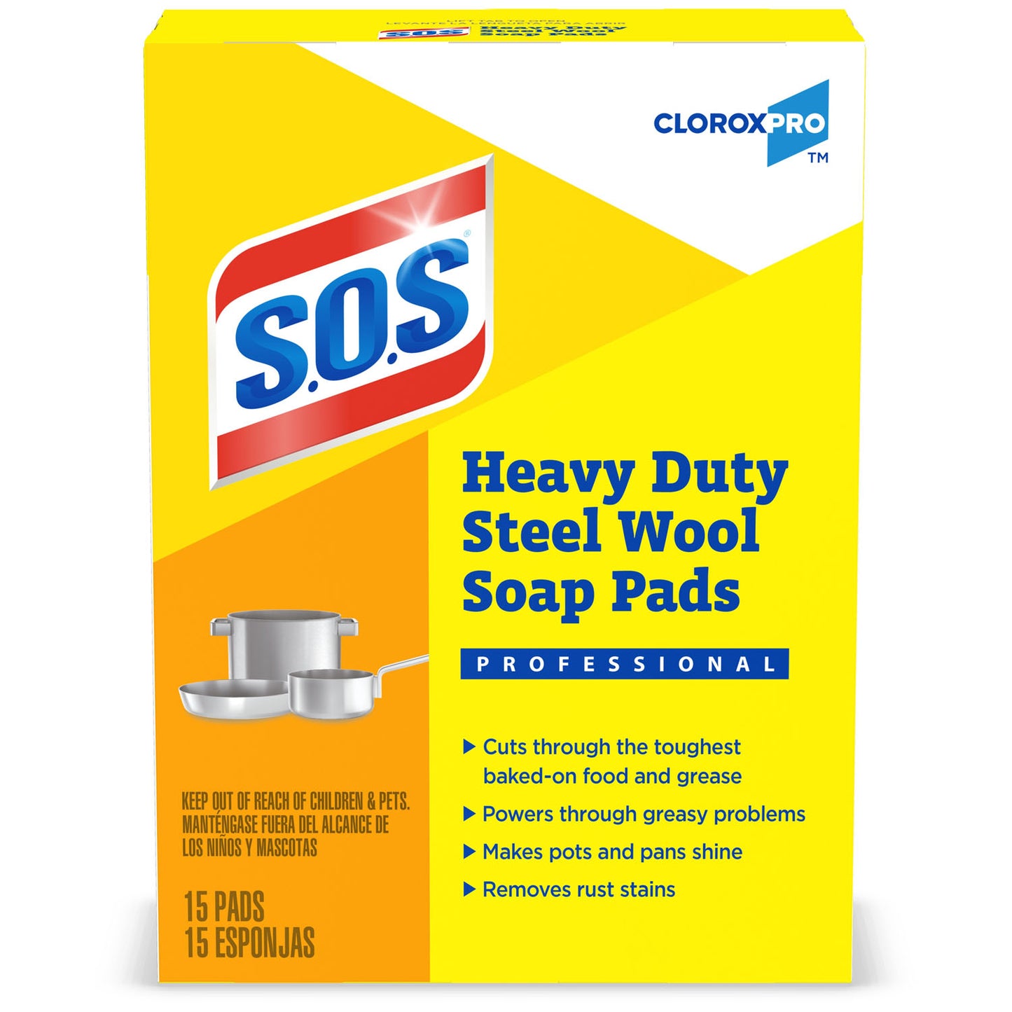 CloroxPro™ S.O.S® Steel Wool Soap Pads, 15 ct, 12/cs