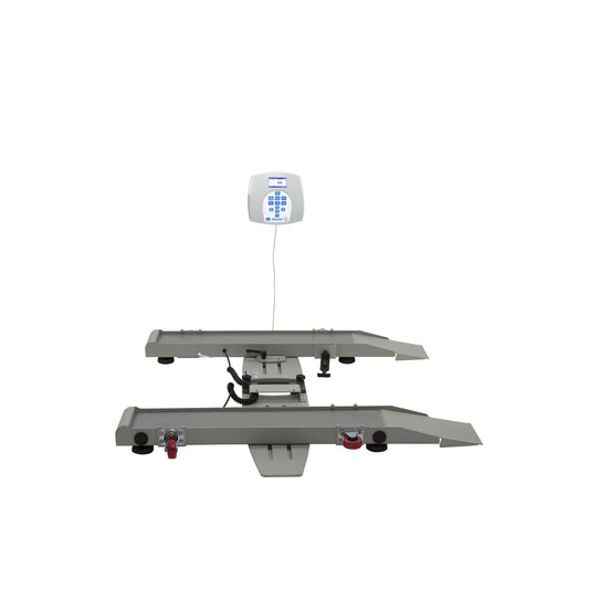 Digital Portable Ramp Scale with Pelstar Wireless Technology, Capacity: 800 lbs/363 kg, Resolution: 0.2 lb/0.1kg, ¾" LCD Display, Rail Size 6"W x 40"D, Folds for Easy Portability, Includes Wheels, 120V Adapter or AA Batteries (included) (6) (not included)