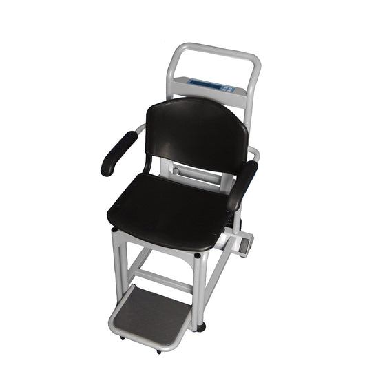 Digital Chair Scale, Capacity: 600 lbs/272kg, Seat Dimension: 15½" x 18¼" x 16½", Variable auto-off Time, Enabling Unit View with Unit of Meausre Locked; Hold/Release; EMR Connectivity via optional Pelstar Wireless Technology, Motion-Sensing Weighing Tech