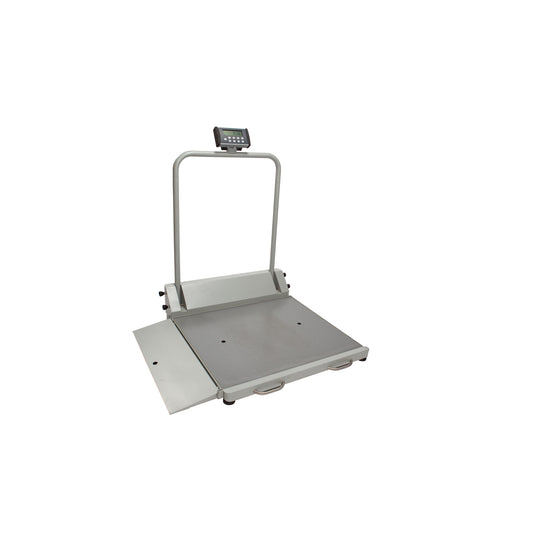 Digital Wheelchair Ramp Scale with Folding Ramp, Capacity: 1000 lbs/454 kg, Resolution: 0.2 lb/0.1kg, Platform Dimension: 32¼"W x 36"D, Ramp Size: 32¼"W x 9 7/8"D , Wheels, 120V Adapter or AA Batteri (secondary ramp optional - B2600RAMP) (4) (included) (6