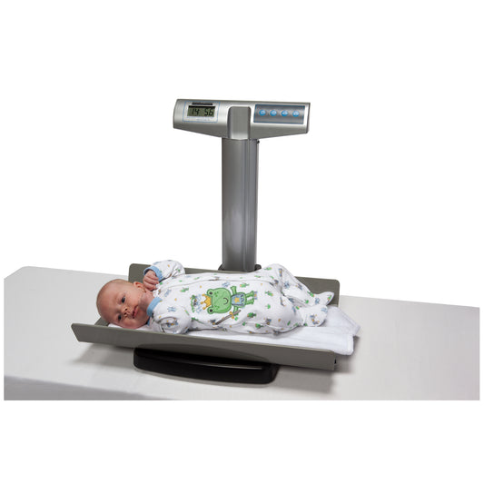 Digital Scale, Pediatric, 50 lb/23 kg Capacity, 24 1/8" x 14½" x 2 5/8" Tray Dimension, 0"-23"/0cm-58cm Measuring Tape, AA Batteries, EMR Connectivity Optional Pelstar® Wireless Technology, Variable Auto-Off Time, Audible/Mute Sound Option, Enabling U (6)
