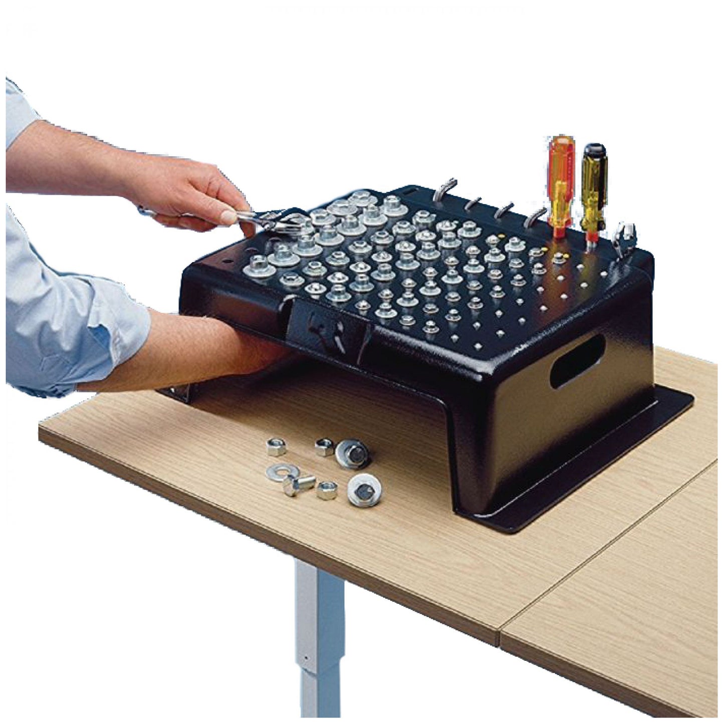 Work Bench, 19" x 15" x 6", Heavy-Duty Plastic, Black