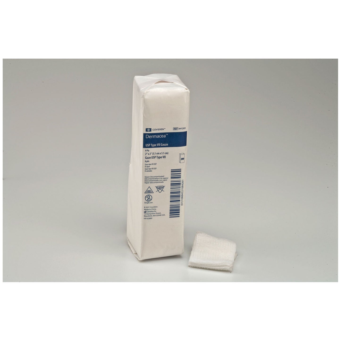 Gauze Sponge, 4" x 4", 8-Ply, Sterile, 2/pch, 50 pch/ctn, 12 ctn/cs