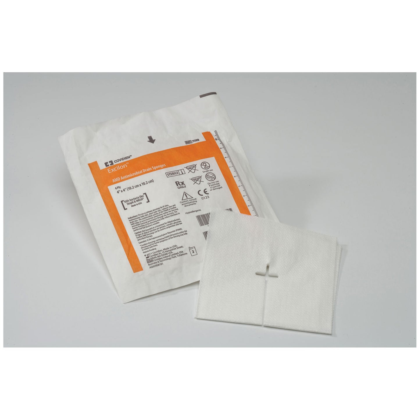 Drain Sponge, 4" x 4", Sterile 2s in Peel Back Package, 50/tray, 12 tray/cs