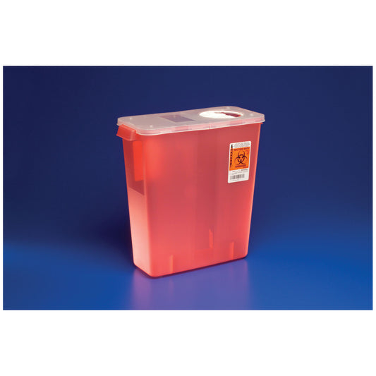 Container, 3 Gal, Multi-Purpose, Red, Hinged Rotor Lid, 13¾"H x 6"D x 13¾"W, 10/cs