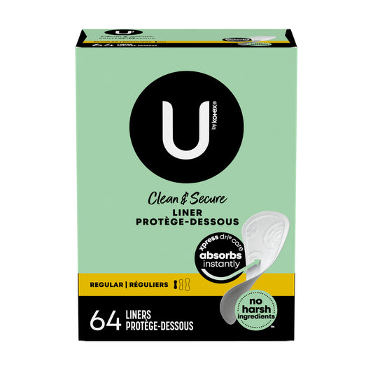 U by Kotex® Security® Panty Liner, Light Absorbency, Regular Length, Unscented, 64/pk, 8 pk/cs