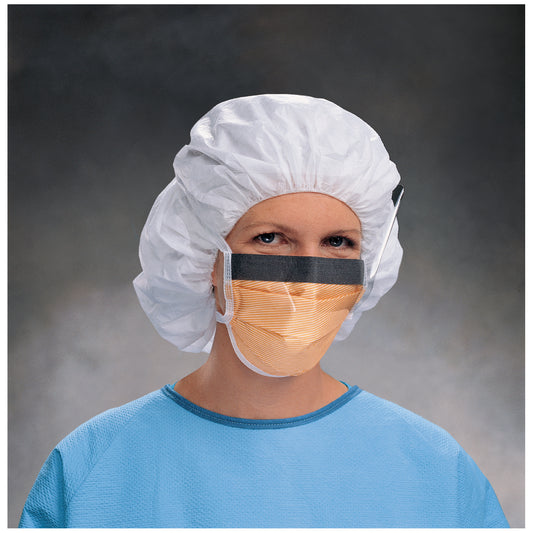 Fluidshield® Fog-Free Surgical Mask with Ties, Level 3, Wraparound Visor, Orange, 25/pkg, 4 pkg/cs