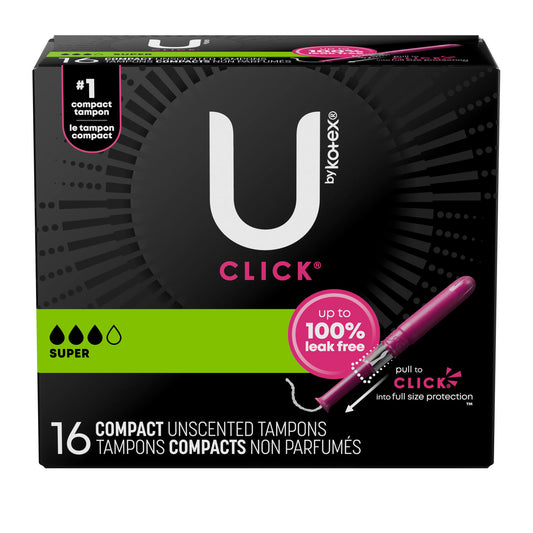 U by Kotex® Super Premium Tampon, Super Absorbent, 16/pk, 8 pk/cs