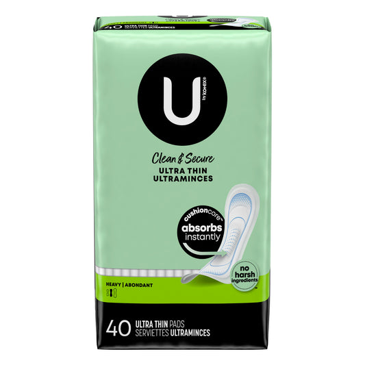 U by Kotex® Heavy Pad, Premium, Ultra Thin, 40/pk, 6 pk/cs