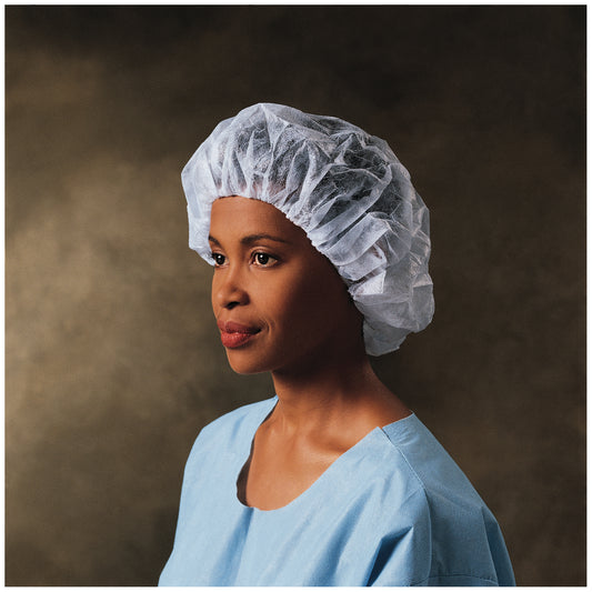 Bouffant Cap Spunbound, White, X-Large, 100/ctn, 3 ctn/cs