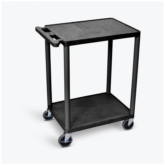 Cart, Two Shelves, Foam Plastic, Black, 24"W x 18"D x 33.5"H, 4" Heavy Duty Casters , Maximum Weight Capacity 400lbs (4) (2 with Locking Brakes)