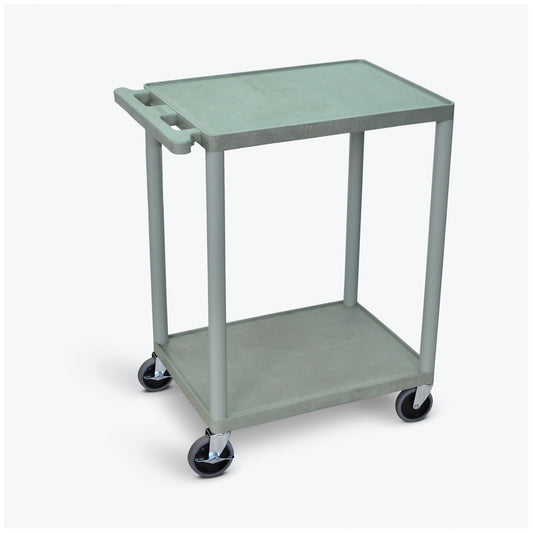 Cart, Two Shelves, Foam Plastic, Gray, 24"W x 18"D x 33.5"H, 4" Heavy Duty Casters , Maximum Weight Capacity 400lbs (4) (2 with Locking Brakes)