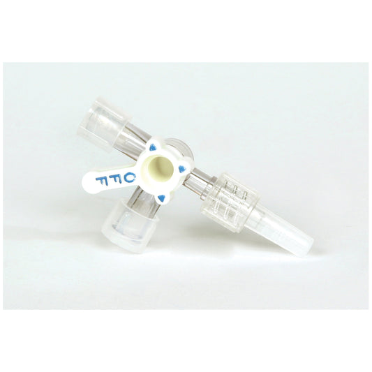 3-Way Stopcock, Rotating Male Luer Lock, Gamma/ETO, PVC Free, Phthalate Free, No DEHP, 50/cs
