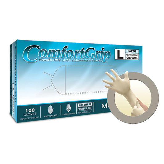 Exam Gloves, PF Latex, Textured, Large, 100/bx, 10 bx/cs (60 cs/plt)