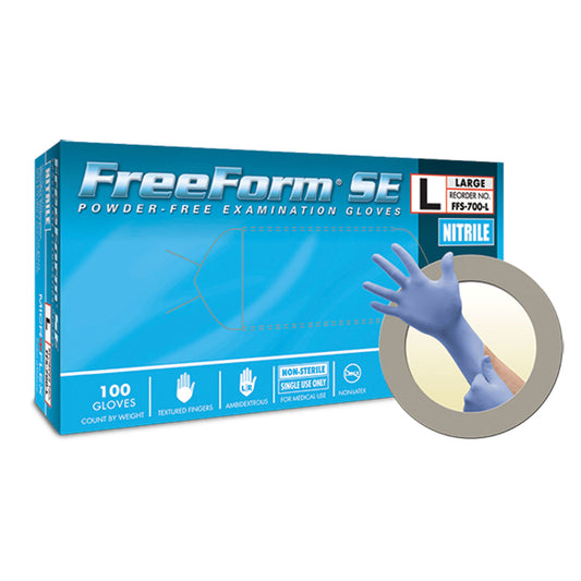 Exam Gloves, PF Nitrile, Textured Fingers, Blue, X-Large, 100/bx, 10 bx/cs