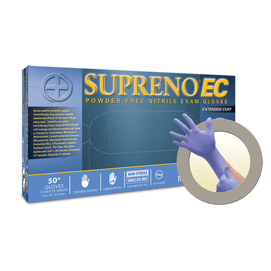 Exam Gloves, Nitrile Extended Cuff, PF, Latex-Free, Textured Fingers, Blue, X-Large, 50/bx; 10 bx/cs (80 cs/plt)