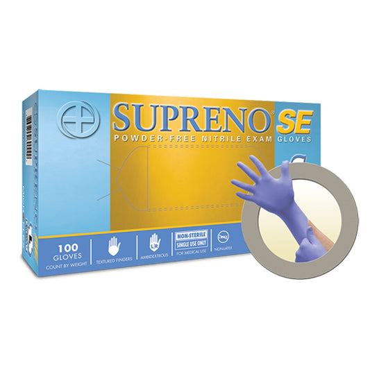 Exam Gloves, Nitrile, PF, Latex-Free, Textured Fingers, Blue, Large, 100/bx; 10 bx/cs