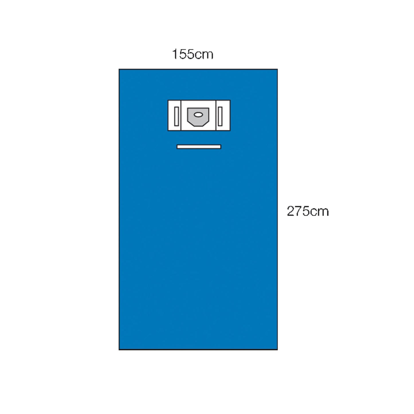 Large Sheet with Aperture & 2 Pouches, 62" x 107", Standard Blue Fabric, Face Arch, Fluid Collection Pouches, 14/bx, 2 bx/cs (Continental US+HI Only)