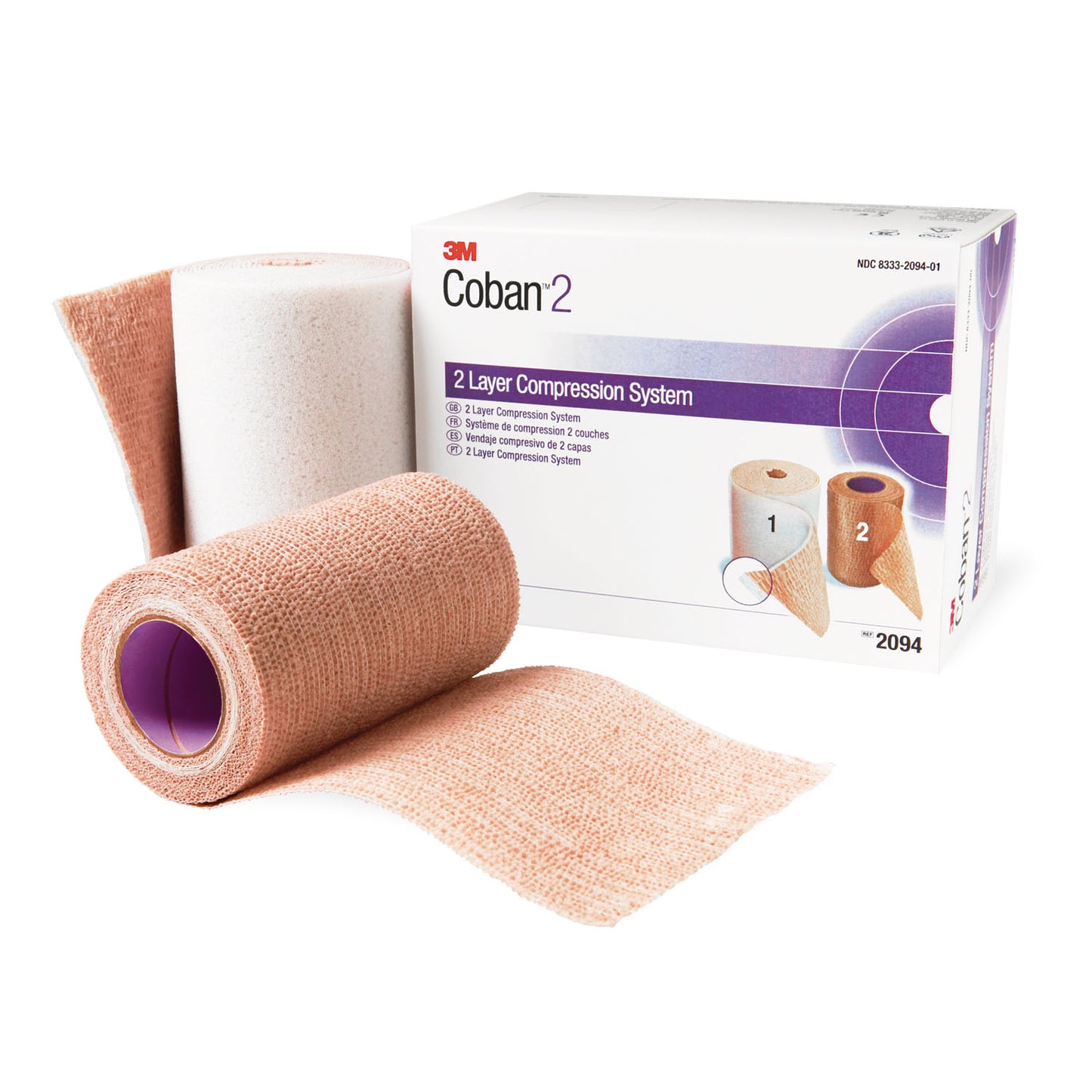 Compression System Includes: Roll 1 Comfort Layer 4" x 2.9 yds, Unstretched, Roll 2 Compression Layer 4" x 5.1 yds, Fully Stretched, 1/bx, 8 bx/cs (Continental US+HI Only)