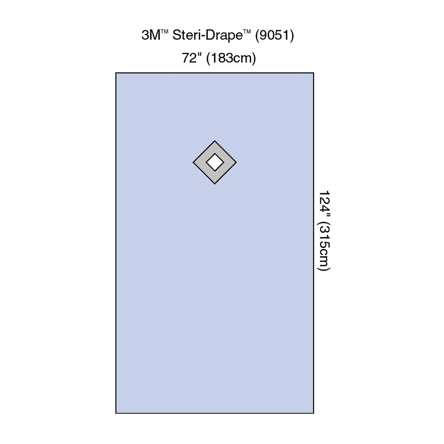Steri-Drape™ Thyroid Drape, 72" x 124", Absorbent Impervious Material, Diamond Adhesive Aperture, 15/bx, 2 bx/cs (Continental US+HI Only)