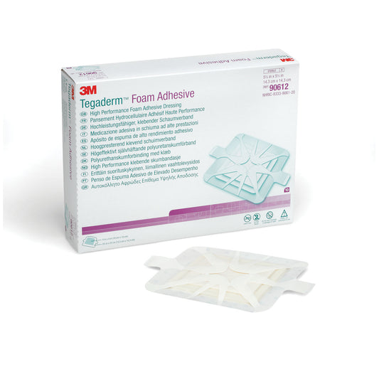Foam Adhesive Dressing, 4” x 4”, Square, 10/bx, 4 bx/cs (Continental US+HI Only)